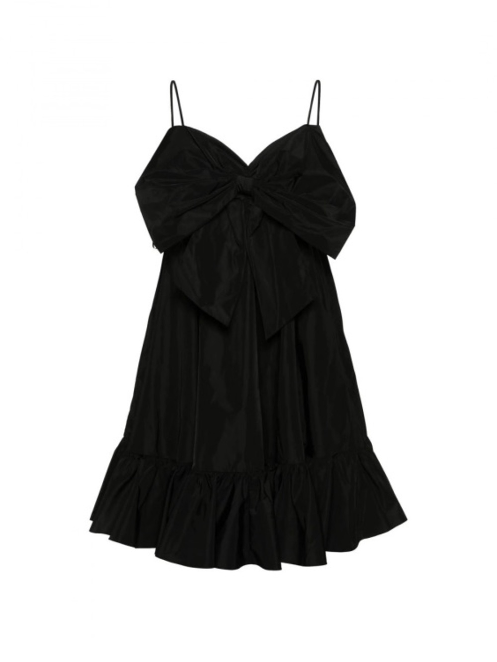 MGSM Black Bow-Front Spaghetti Strap Mini Dress